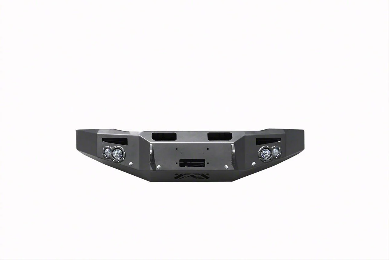 Fab Fours Premium Heavy Duty Winch Front Bumper with No Guard; Pre-Drilled for Front Parking Sensors; Matte Black (15-19 Silverado 3500 HD)