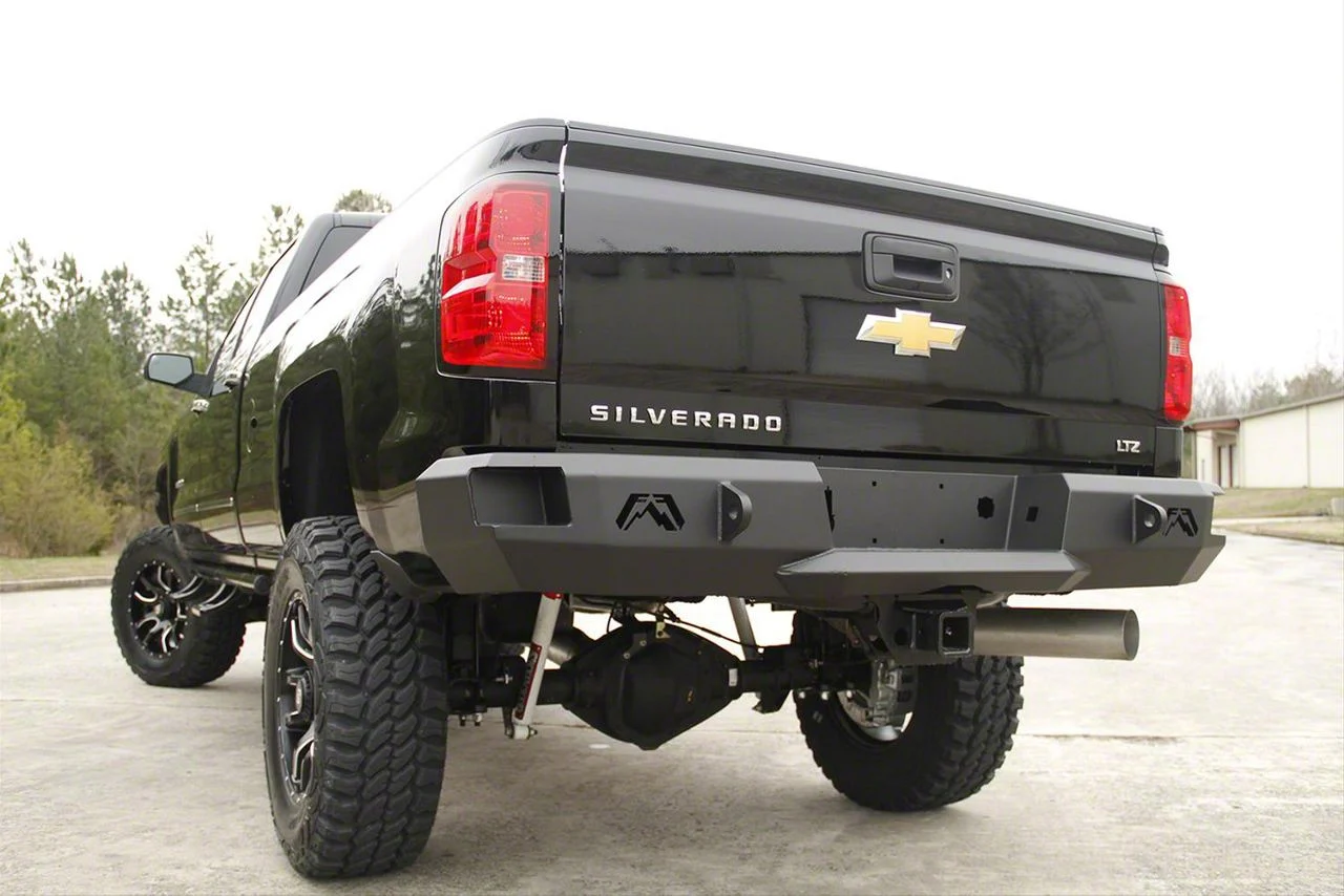 Fab Fours Premium Rear Bumper with D-Ring Mounts; Matte Black (15-19 Silverado 3500 HD)