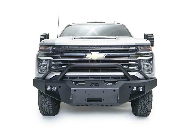 Fab Fours Premium Winch Front Bumper with Pre-Runner Guard; Matte Black (20-23 Silverado 3500 HD)