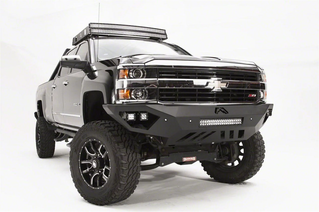 Fab Fours Vengeance Front Bumper with No Guard; Matte Black (15-19 Silverado 3500 HD)