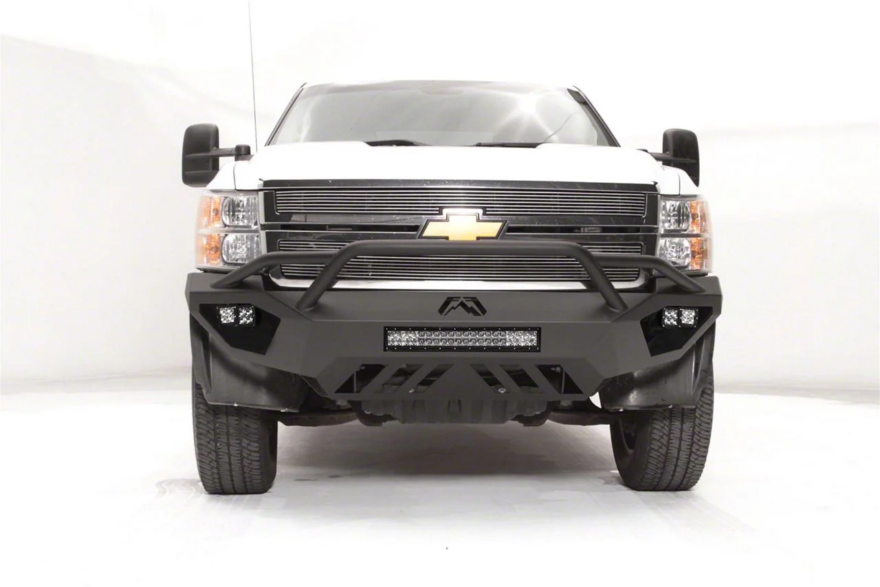 Fab Fours Vengeance Front Bumper with Pre-Runner Guard; Bare Steel (11-14 Silverado 3500 HD)