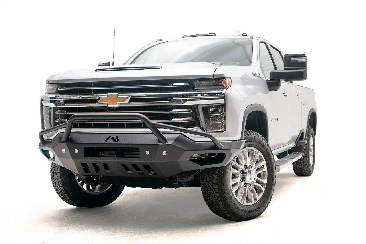 Fab Fours Vengeance Front Bumper with Pre-Runner Guard; Matte Black (20-23 Silverado 3500 HD)