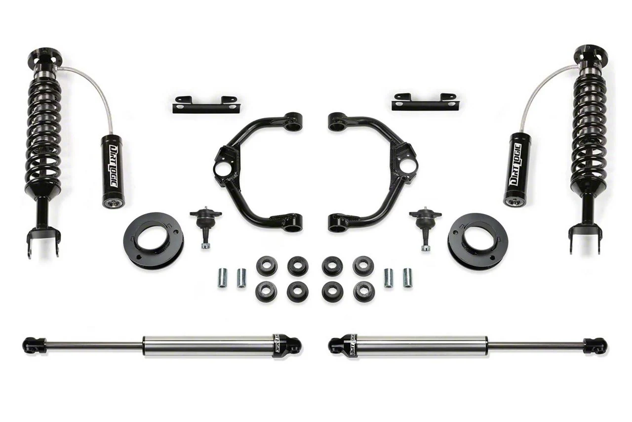Fabtech 3-Inch Ball Joint Upper Control Arm Lift Kit with Dirt Logic 2.5 Reservoir Coil-Overs and Dirt Logic 2.25 Shocks (19-26 4WD RAM 1500 Rebel w/o Air Ride)