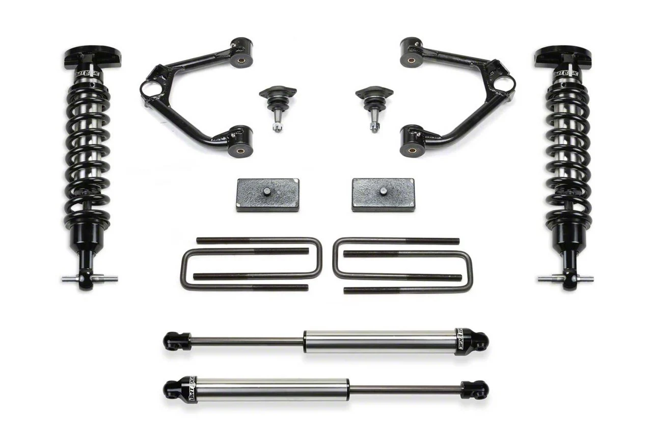 Fabtech 1.50-Inch Ball Joint Upper Control Arm Lift Kit with Dirt Logic 2.5 Coil-Overs and Dirt Logic 2.25 Shocks (19-24 Sierra 1500 AT4, Excluding Diesel)