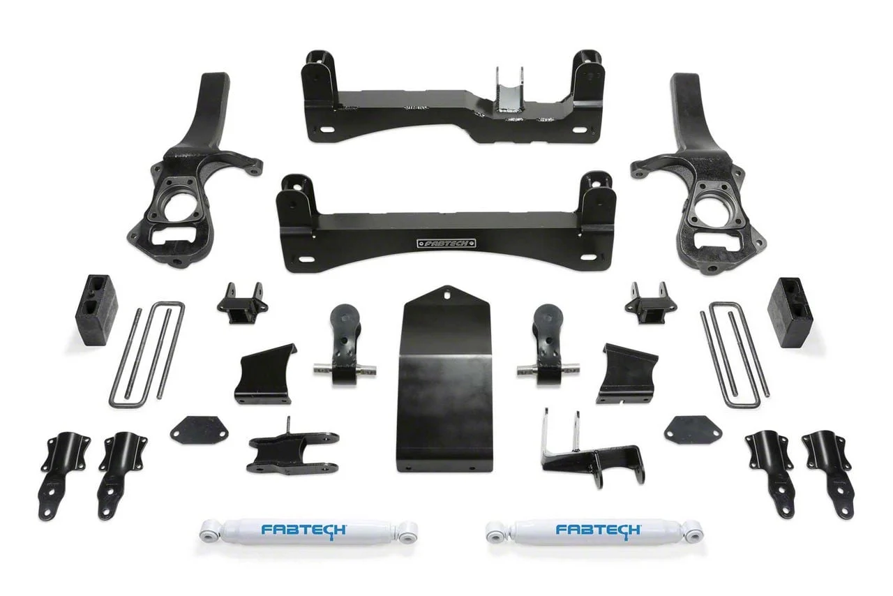 Fabtech 4-Inch Basic Suspension Lift Kit with Performance Shocks (19-24 Sierra 1500 AT4, Excluding Diesel)