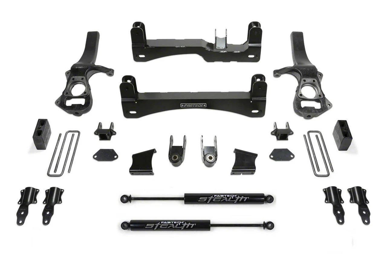 Fabtech 6-Inch Basic Suspension Lift Kit with Stealth Shocks (19-24 2WD Sierra 1500 Crew Cab w/ 5.80-Foot Short Box, Excluding AT4 & Denali)
