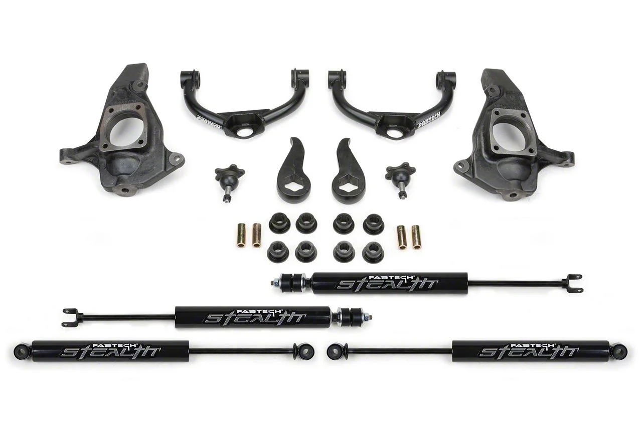 Fabtech 3.50-Inch Ball Joint Upper Control Arm Lift Kit with Stealth Shocks (11-19 Sierra 3500 HD Extended/Double Cab, Crew Cab)