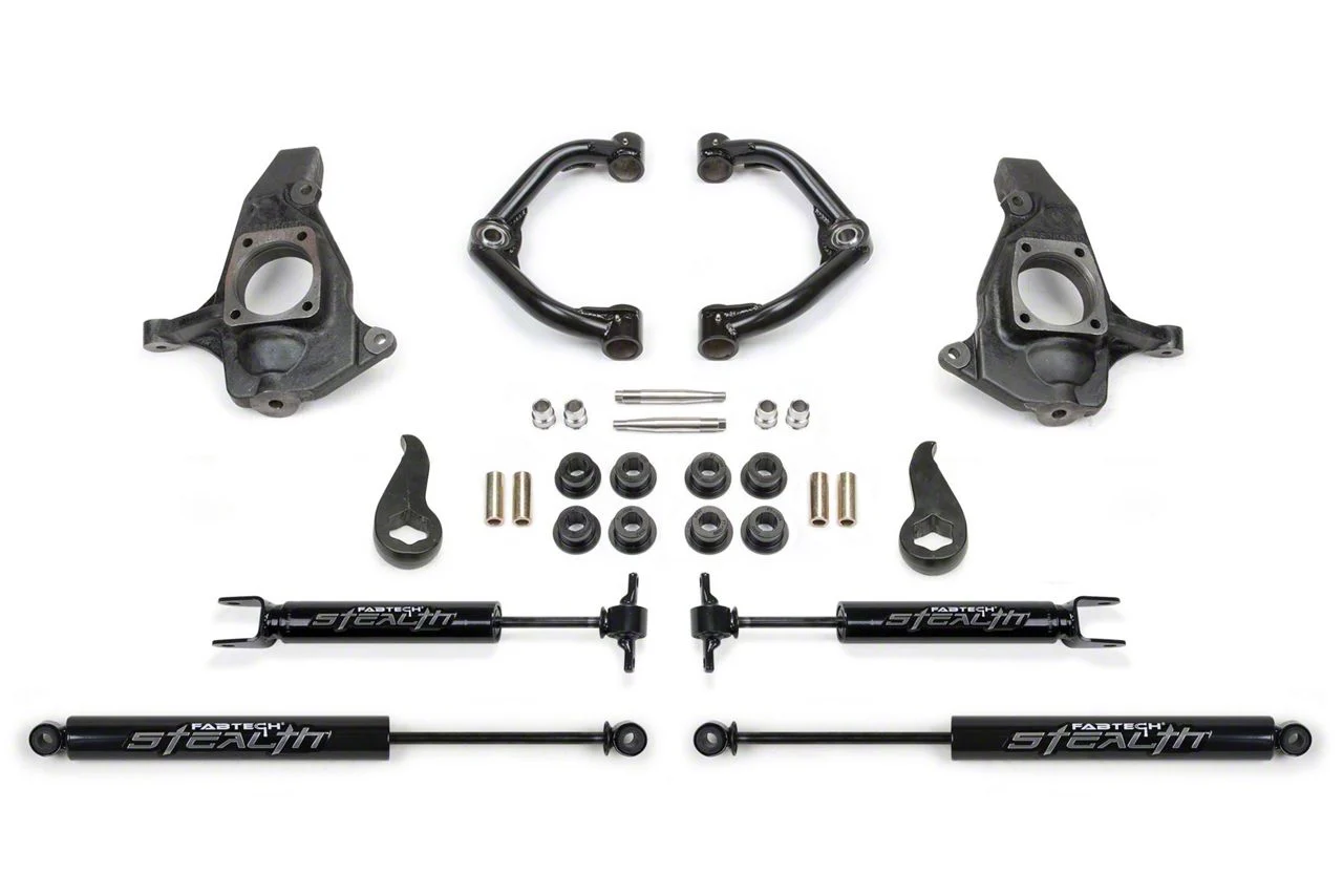 Fabtech 3.50-Inch Uniball Upper Control Arm Lift Kit with Stealth Shocks (11-19 Sierra 3500 HD Extended/Double Cab, Crew Cab)