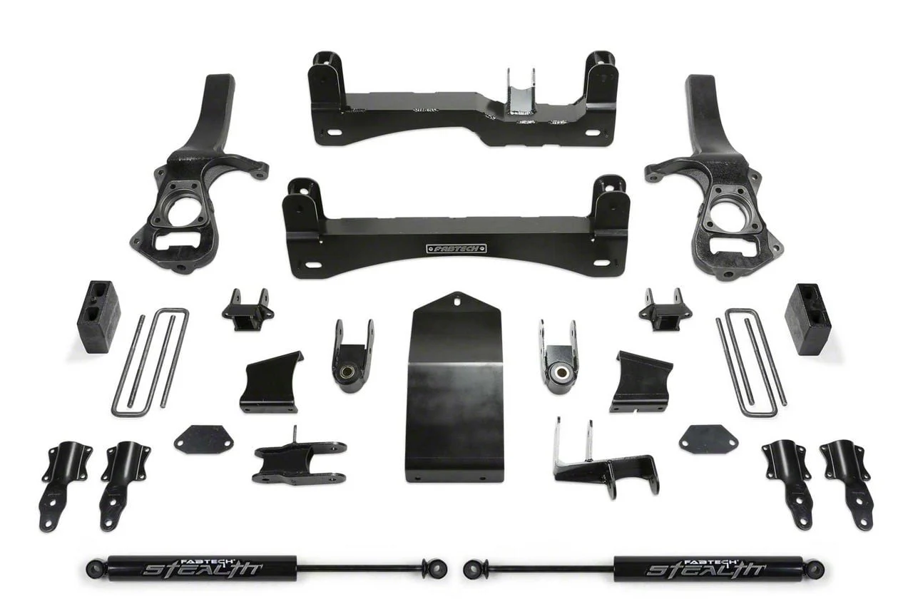 Fabtech 6-Inch Basic Suspension Lift Kit with Rear Stealth Shocks (19-24 4WD Silverado 1500 Crew Cab w/ 5.80-Foot Short Box, Excluding Trail Boss)
