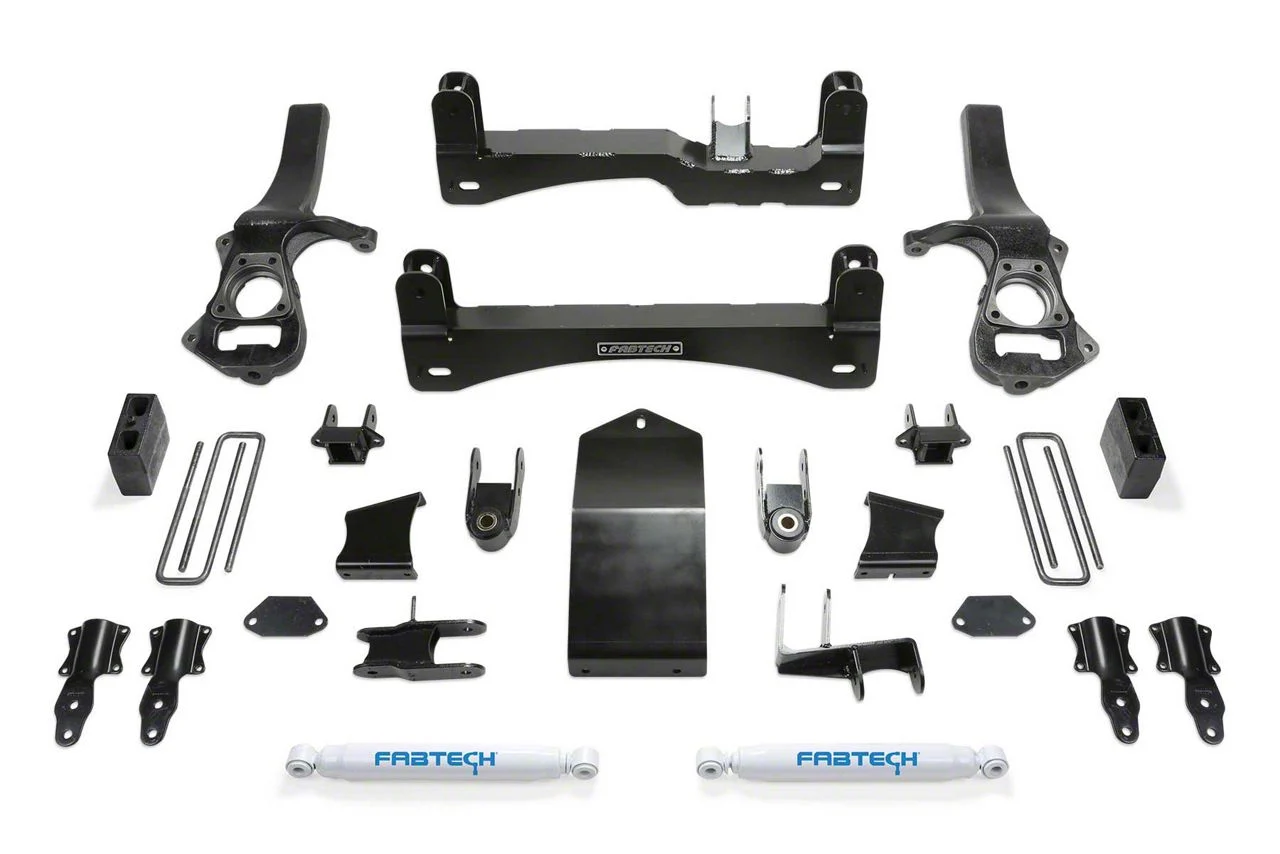 Fabtech 6-Inch Basic Suspension Lift Kit with Performance Shocks (19-24 4WD Silverado 1500 Crew Cab w/ 5.80-Foot Short Box, Excluding Trail Boss)