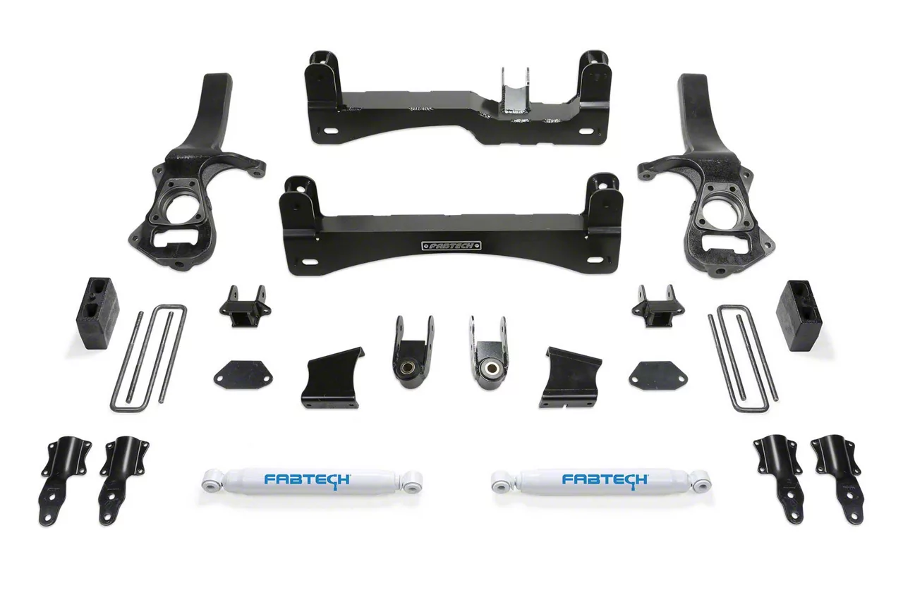 Fabtech 6-Inch Basic Suspension Lift Kit with Performance Shocks (19-24 2WD Silverado 1500 Crew Cab w/ 5.80-Foot Short Box, Excluding Trail Boss)