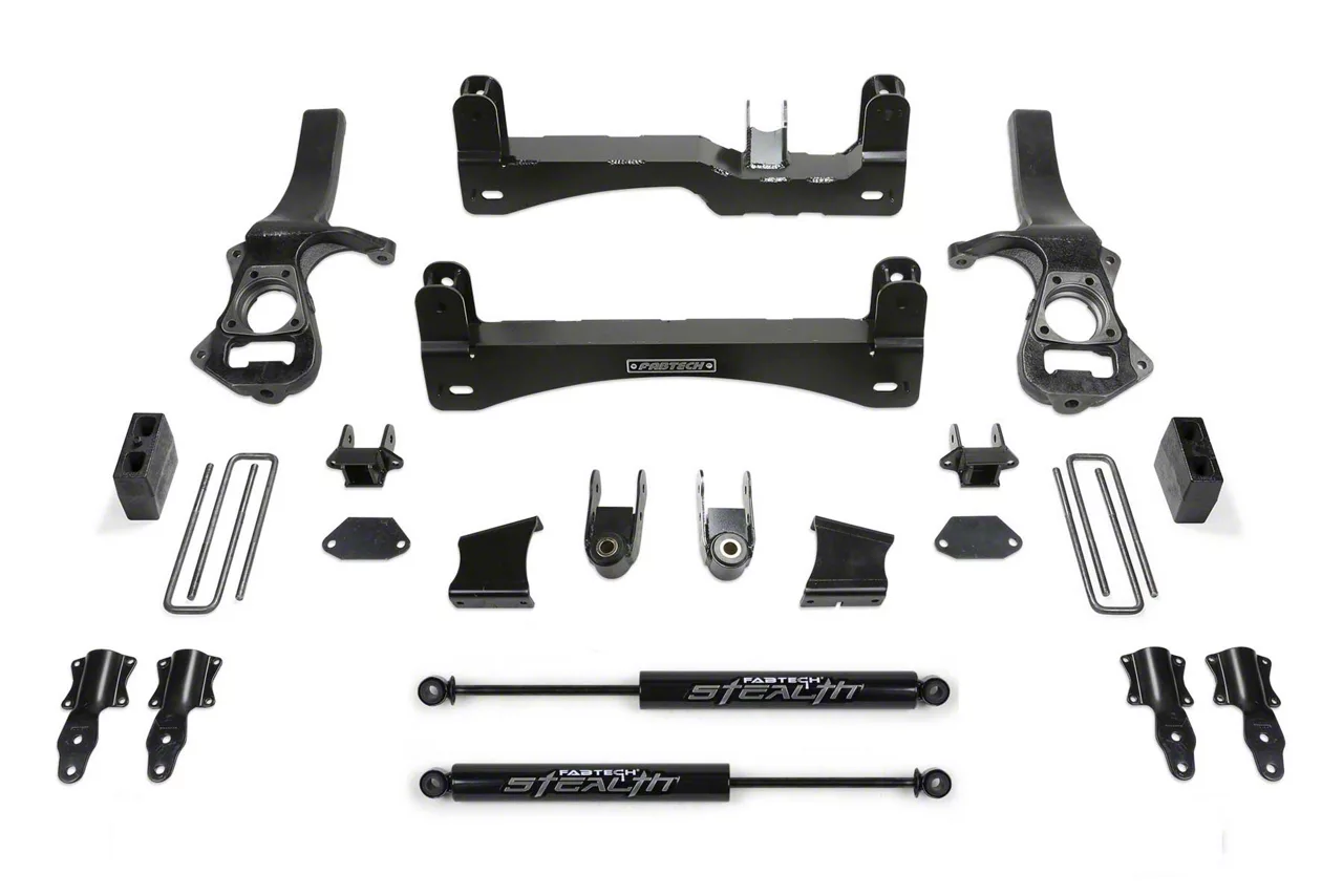 Fabtech 6-Inch Basic Suspension Lift Kit with Stealth Shocks (19-24 2WD Silverado 1500 Crew Cab w/ 5.80-Foot Short Box, Excluding Trail Boss)