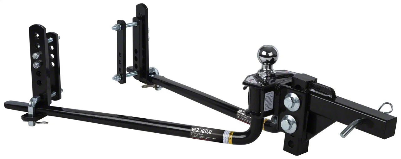 e2 10K Round Bar Weight Distributing Receiver Hitch with Built-In Sway Control and 2-5/16-Inch Ball (Universal; Some Adaptation May Be Required)