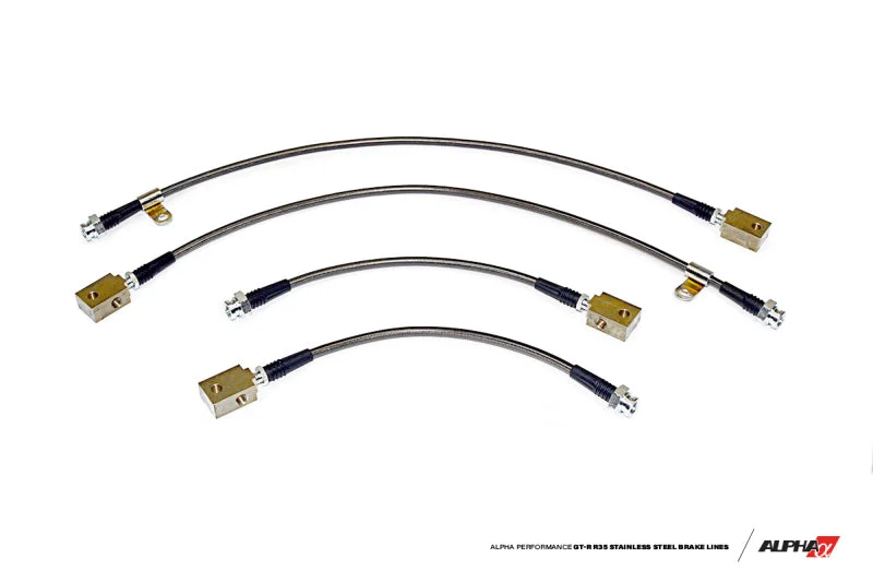 AMS Performance 2009+ Nissan GT-R R35 Alpha Short Route Style Stainless Steel Brake Lines