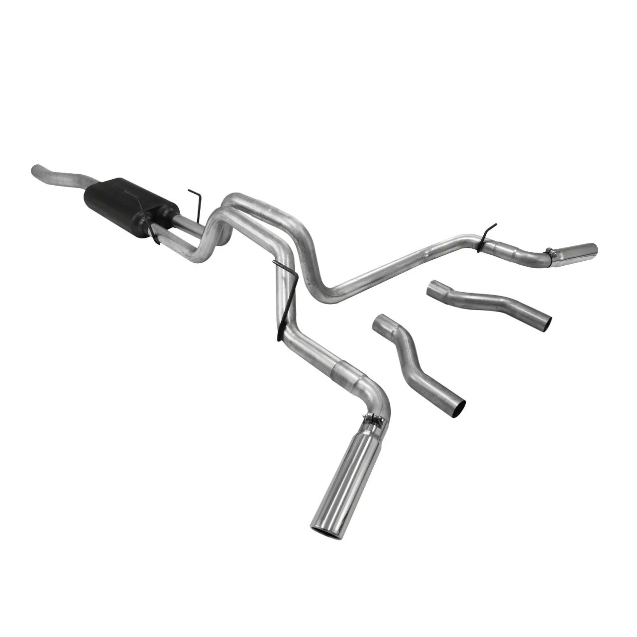 Flowmaster American Thunder Dual Exhaust System with Polished Tips; Side/Rear Exit (06-08 5.7L RAM 1500 Mega Cab)