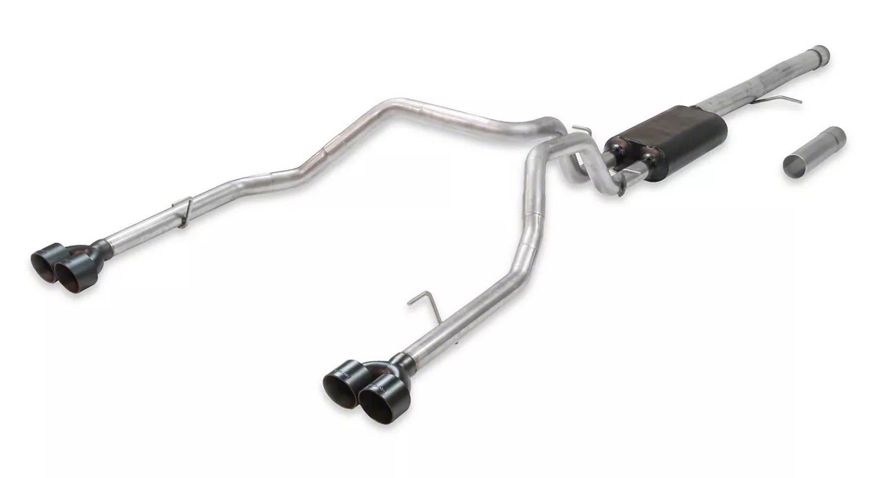 Flowmaster American Thunder Dual Exhaust System with Black Tips; Rear Exit (19-23 6.2L Sierra 1500 w/ Factory Dual Exhaust)