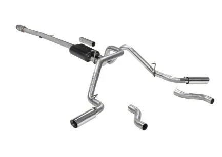 Flowmaster American Thunder Dual Exhaust System with Polished Tips; Side/Rear Exit (19-26 5.3L Sierra 1500 w/o Factory Dual Exhaust)