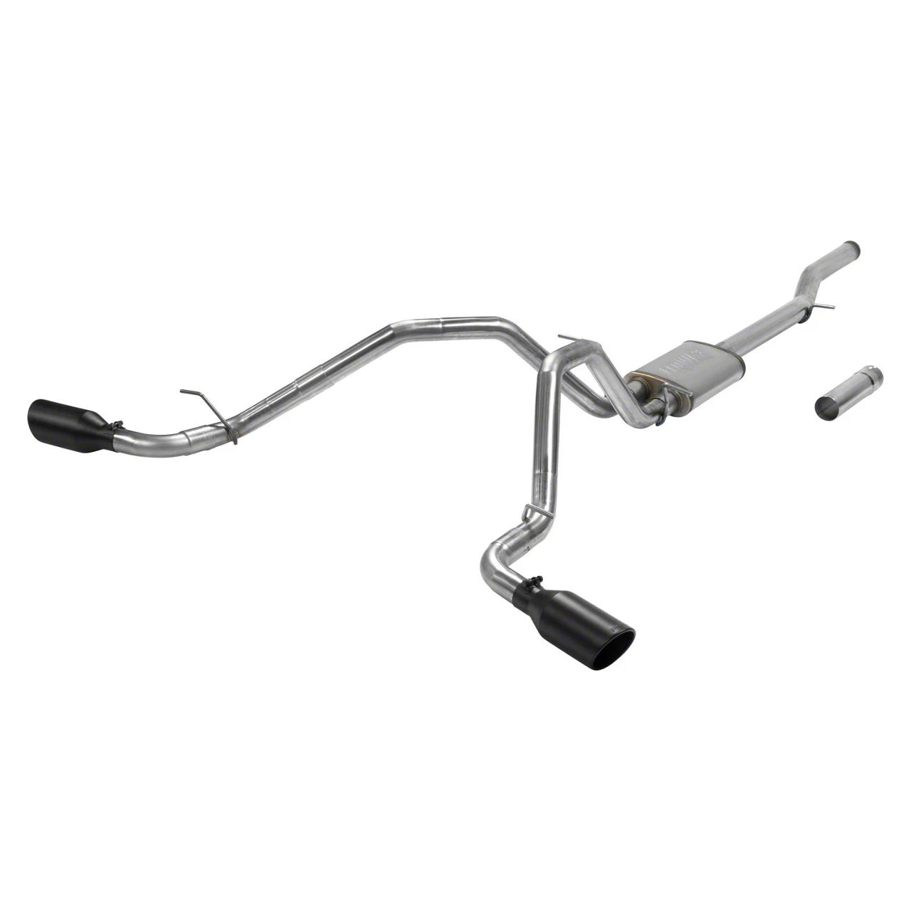 Flowmaster FlowFX Dual Exhaust System with Black Tips; Side Exit (14-18 5.3L Sierra 1500)