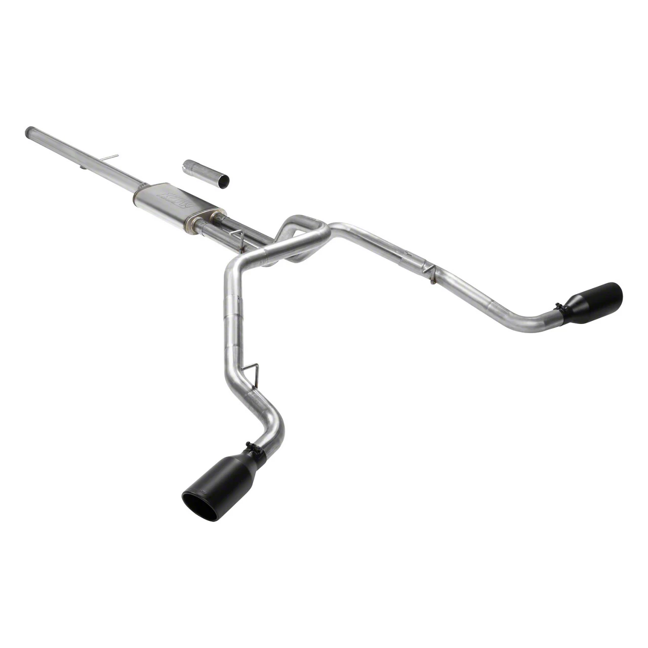 Flowmaster FlowFX Dual Exhaust System with Black Tips; Side Exit (19-26 5.3L Sierra 1500 w/o Factory Dual Exhaust)