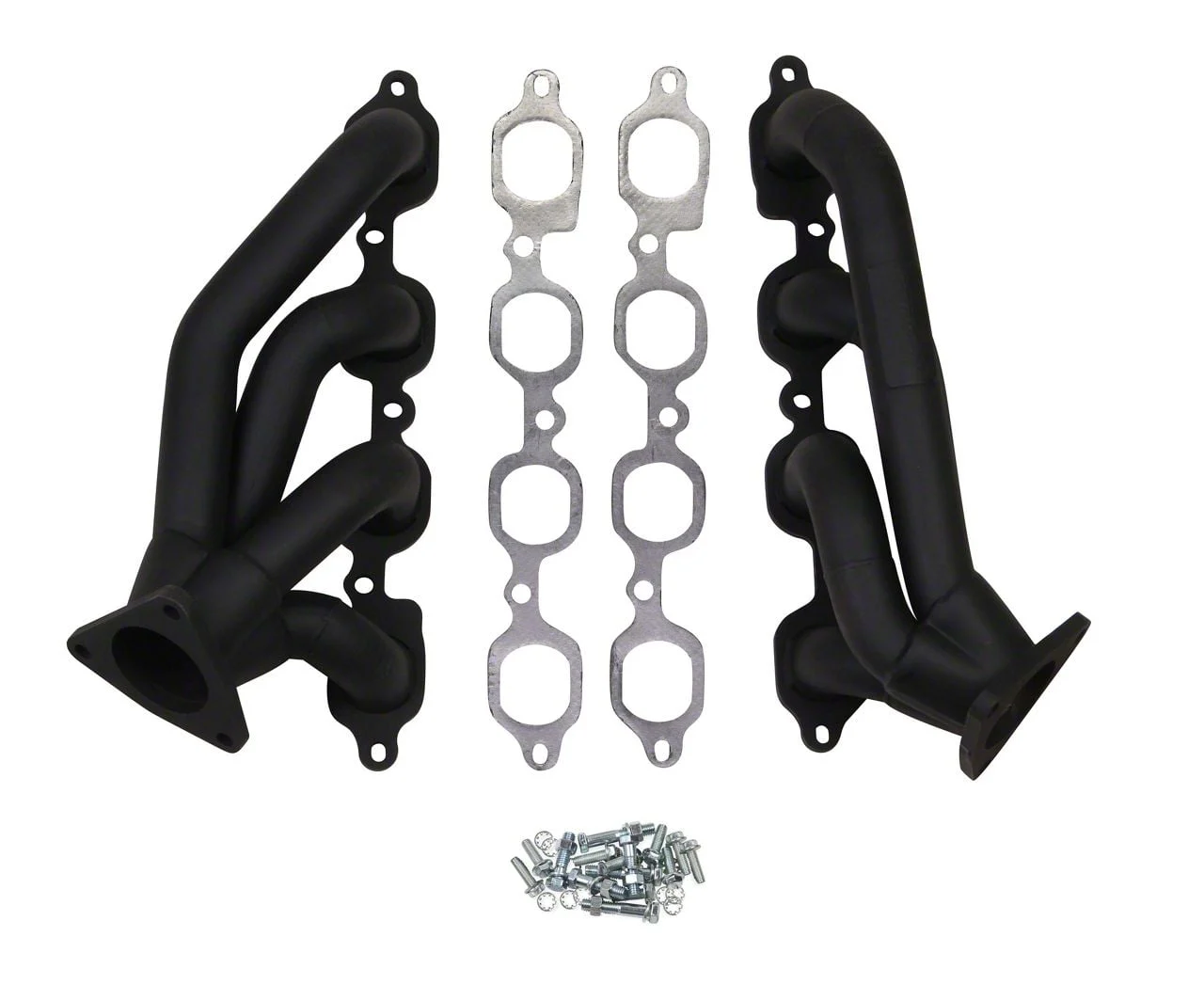 Flowtech 1-5/8-Inch Shorty Headers; Black Painted (14-15 V8 Silverado 1500)