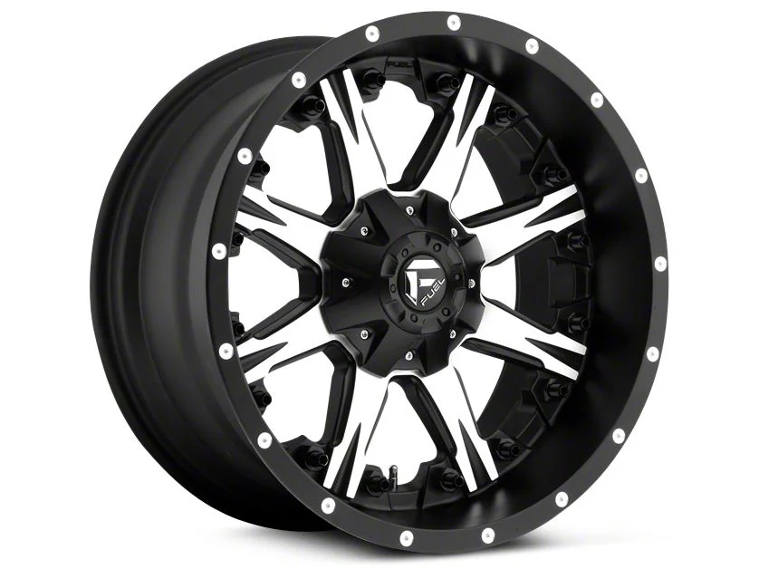 Fuel Wheels NUTZ Black Machined 5-Lug Wheel; 20x9; 1mm Offset (02-08 RAM 1500, Excluding Mega Cab)