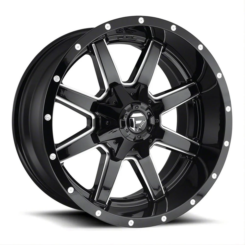 Fuel Wheels Maverick Gloss Black Milled 8-Lug Wheel; 22x12; -44mm Offset (15-19 Sierra 2500 HD)