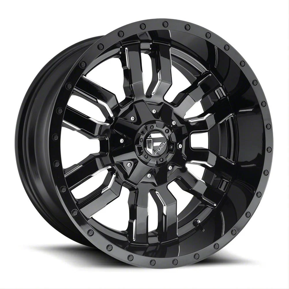 Fuel Wheels Sledge Gloss Black Milled 8-Lug Wheel; 22x12; -44mm Offset (15-19 Silverado 2500 HD)