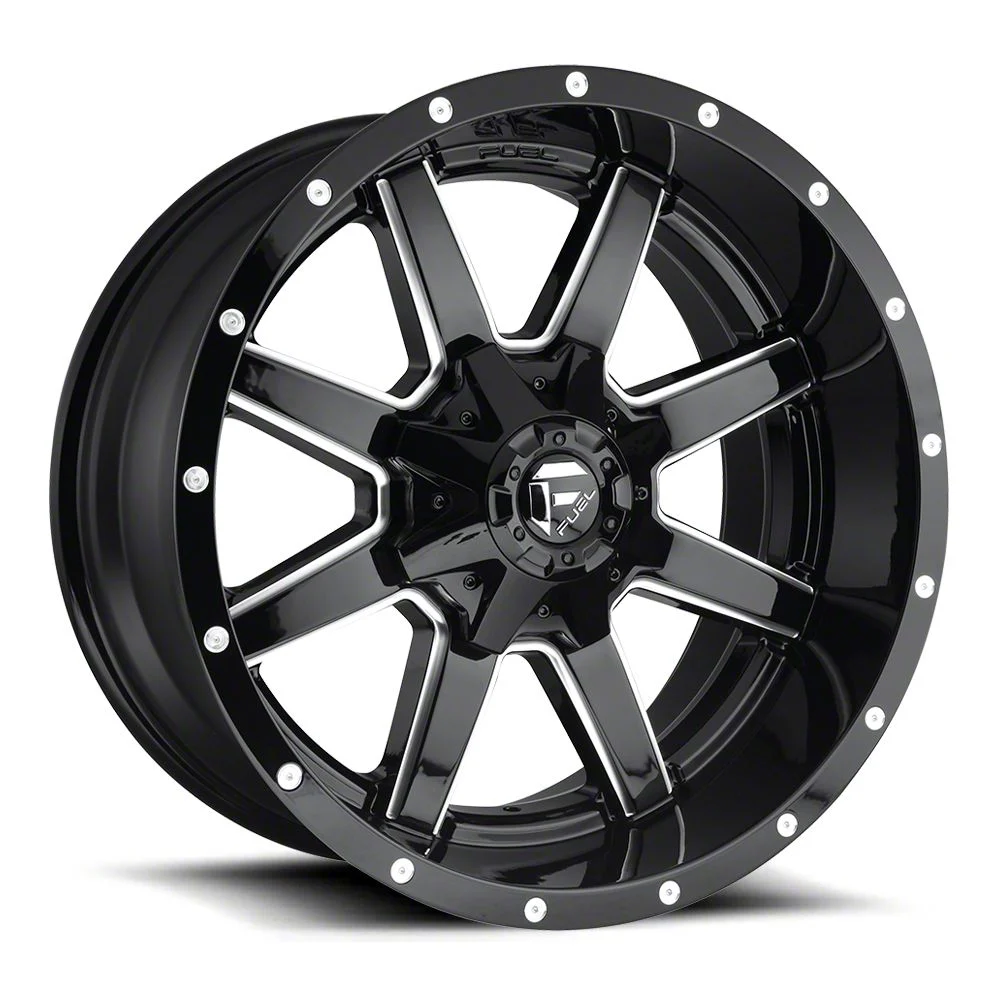 Fuel Wheels Maverick Gloss Black Milled 8-Lug Wheel; 20x9; 20mm Offset (15-19 Silverado 3500 HD SRW)