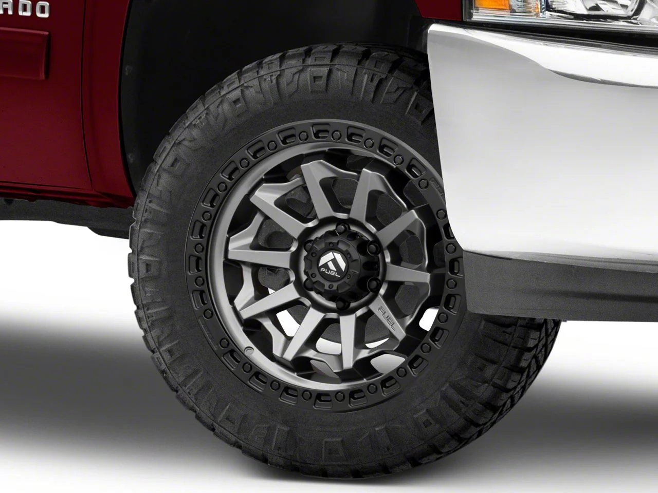 Fuel Wheels Covert Matte Gunmetal with Black Bead Ring 6-Lug Wheel; 20x9; 20mm Offset (07-13 Silverado 1500)