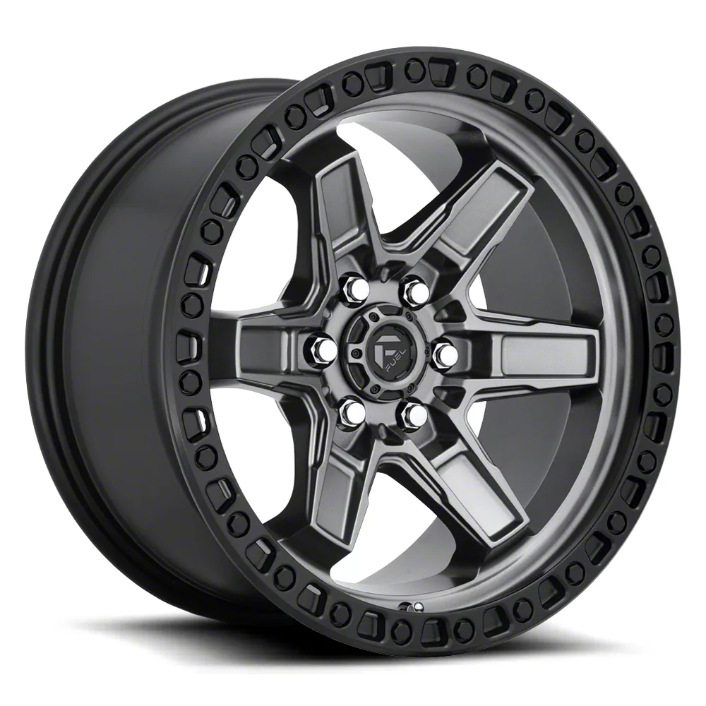 Fuel Wheels Kicker Matte Gunmetal with Black Lip 6-Lug Wheel; 20x9; 20mm Offset (19-26 Sierra 1500)