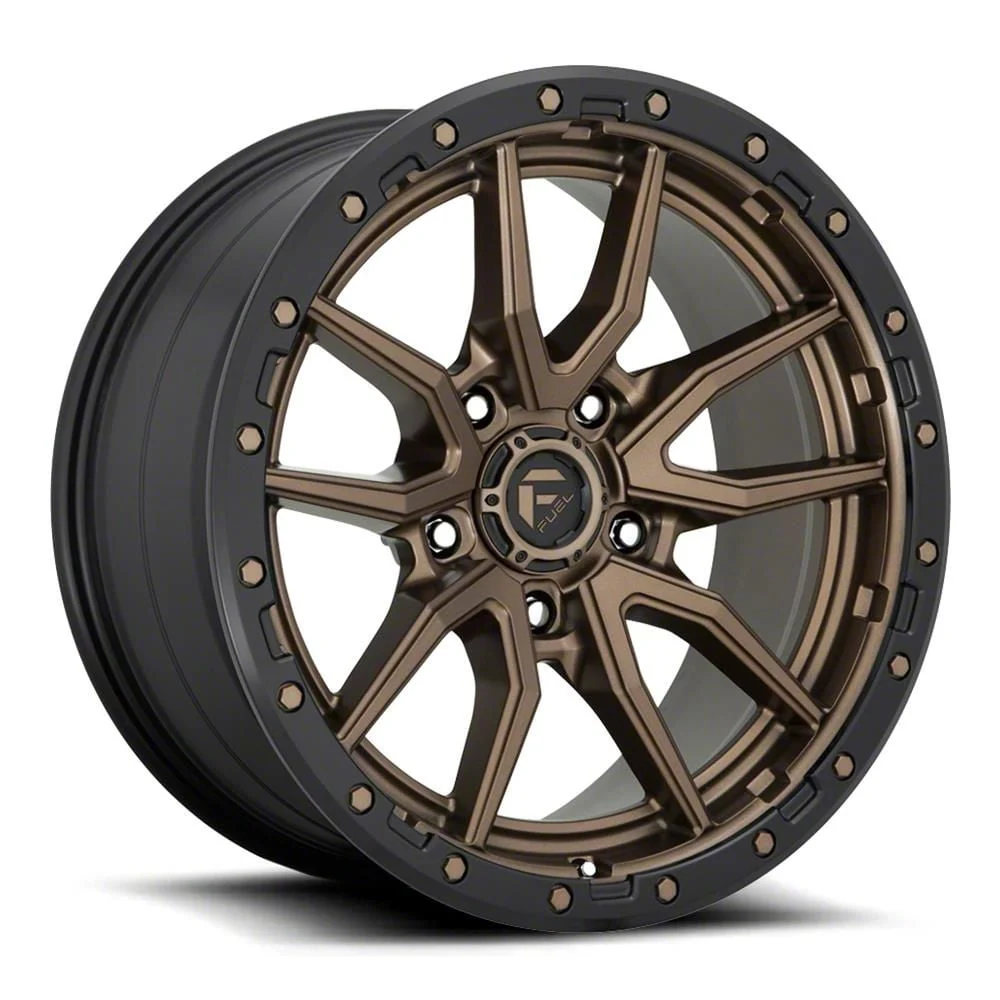 Fuel Wheels Rebel Matte Bronze with Black Ring 8-Lug Wheel; 22x10; -18mm Offset (20-26 Sierra 2500 HD)