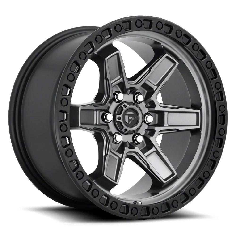 Fuel Wheels Kicker Matte Gunmetal with Black Lip 6-Lug Wheel; 20x9; 1mm Offset (19-26 Silverado 1500)