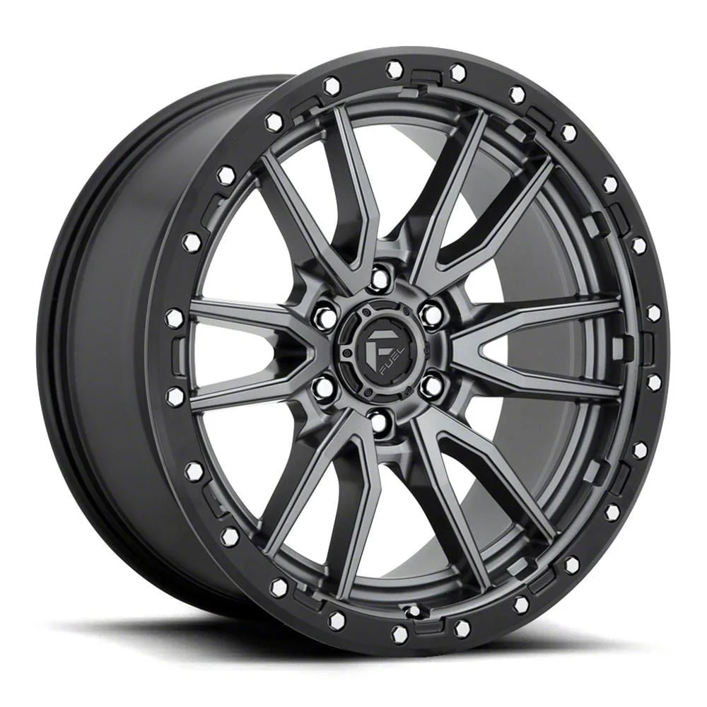 Fuel Wheels Rebel Matte Gunmetal with Black Ring 8-Lug Wheel; 22x10; -18mm Offset (20-26 Silverado 2500 HD)