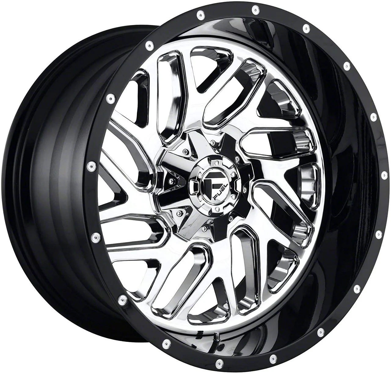 Fuel Wheels Triton Chrome with Gloss Black Lip 8-Lug Wheel; 20x10; -19mm Offset (17-22 F-250 Super Duty)