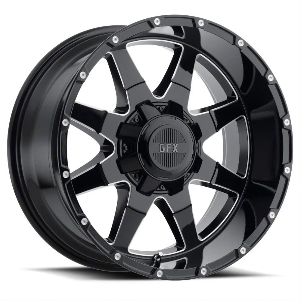 G-FX TR-12 Gloss Black Milled 8-Lug Wheel; 20x10; -24mm Offset (19-26 RAM 3500 SRW)