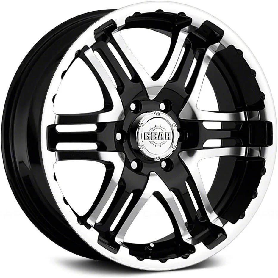 Gear Off-Road Double Pump Gloss Black Machined 6-Lug Wheel; 17x9; 10mm Offset (15-20 Yukon)