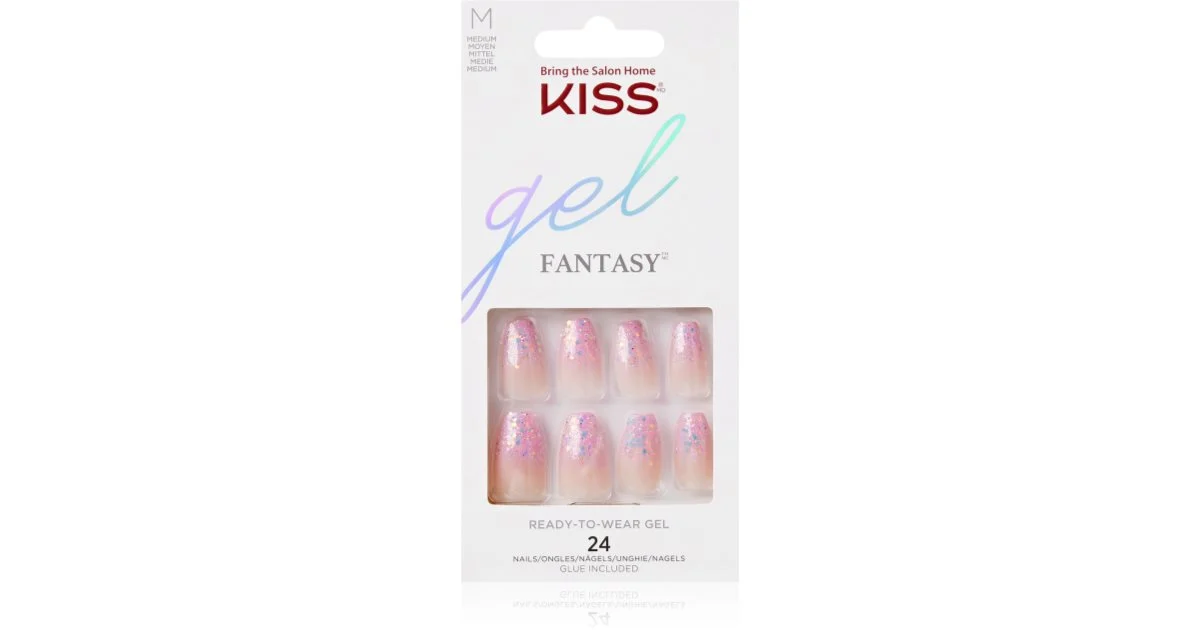 KISS Gel Fantasy Ready to Wear Gel Unghie finte Winter Sparks 24 pezzi