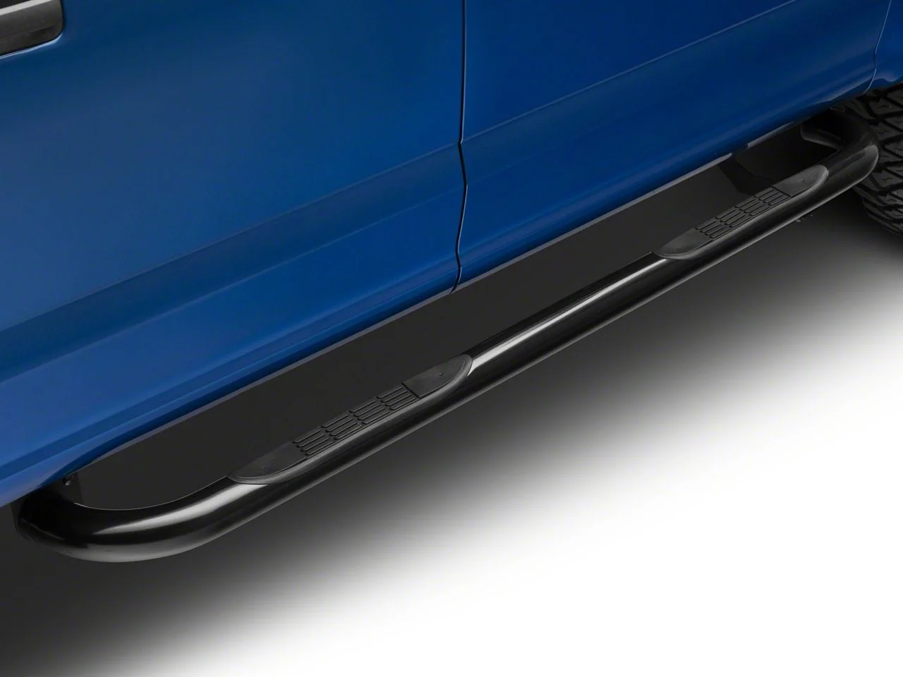 Go Rhino 3-Inch 4000 Series Cab Length Side Step Bars; Black (15-26 F-150 SuperCrew)