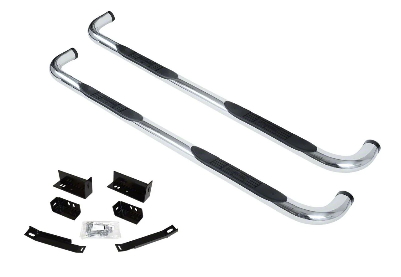 Go Rhino 3-Inch 4000 Series Cab Length Side Step Bars; Polished (14-18 Sierra 1500 Double Cab)
