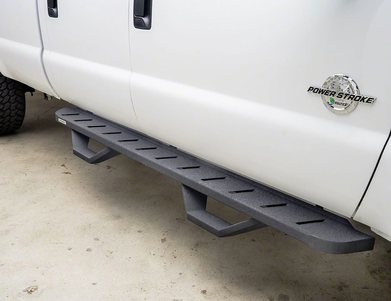 Go Rhino RB10 Running Boards with Drop Steps; Textured Black (15-19 6.0L Sierra 3500 HD Double Cab)