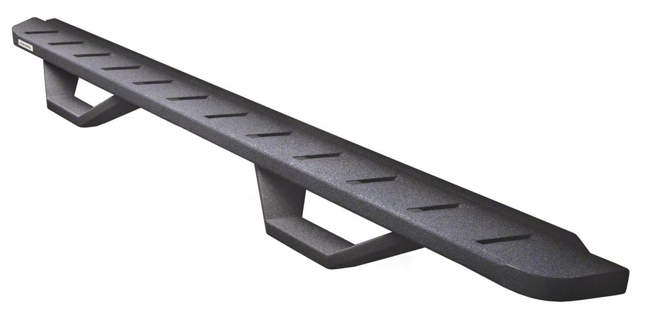 Go Rhino RB10 Running Boards with Drop Steps; Textured Black (15-19 6.6L Duramax Sierra 3500 HD Crew Cab)