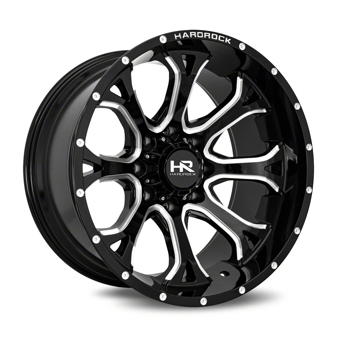 Hardrock Offroad BloodShot Xposed Gloss Black Milled 6-Lug Wheel; 22x12; -51mm Offset (19-26 RAM 1500)