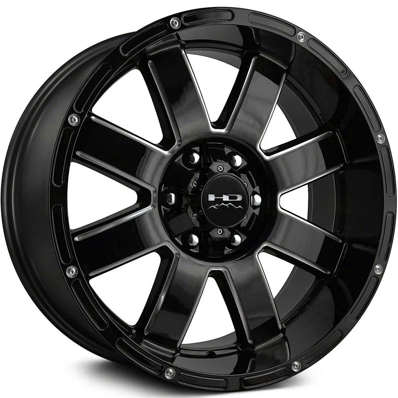 HD Off-Road Wheels 8 Point Gloss Black Milled 6-Lug Wheel; 20x9; -12mm Offset (15-20 F-150)
