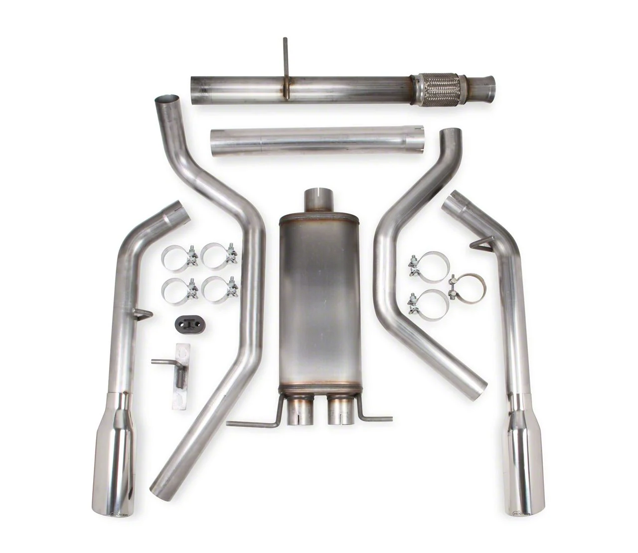 Hooker BlackHeart Dual Exhaust System with Polished Tips; Rear Exit (09-18 5.3L Sierra 1500)