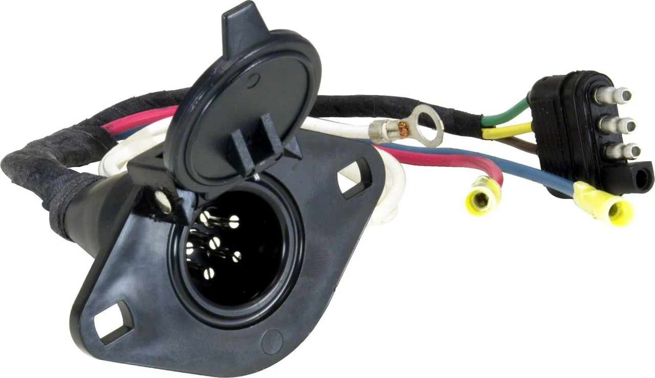 4-Flat to 6-Round Wiring Kit; Plastic Housing