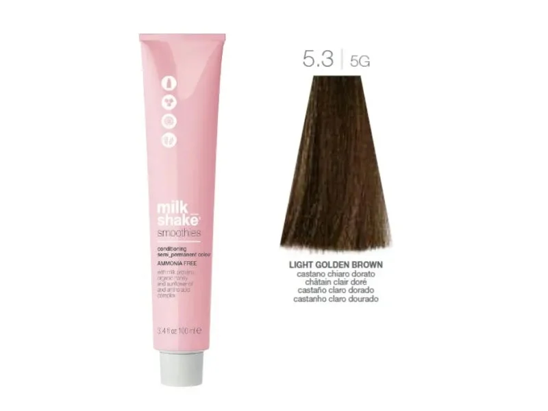 Tintura per capelli semipermanente Milk Shake Smoothie 100ml, tavolozza colori 5.3 | 5G || Marrone dorato chiaro