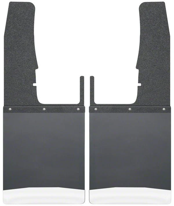 Husky Liners 12-Inch Wide KickBack Mud Flaps; Front; Textured Black Top and Stainless Steel Weight (09-18 RAM 1500)