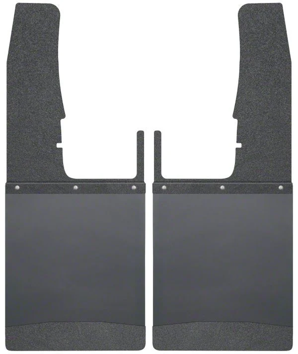 Husky Liners 12-Inch Wide KickBack Mud Flaps; Front; Textured Black Top and Weight (09-18 RAM 1500)