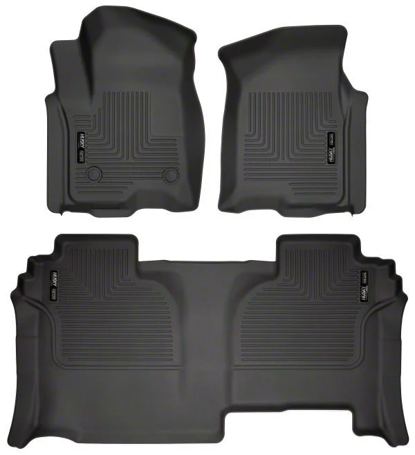 Husky Liners WeatherBeater Front and Second Seat Floor Liners; Black (19-26 Sierra 1500 Double Cab)