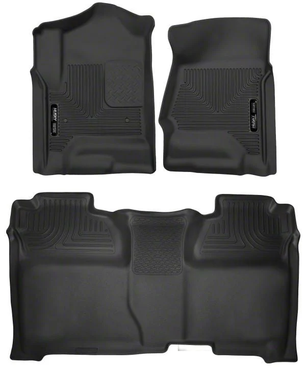 Husky Liners X-Act Contour Front and Second Seat Floor Liners; Black (14-18 Sierra 1500 Crew Cab)
